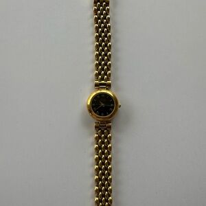 Anne Klein Gold Tone Bracelet Watch with Black Dial